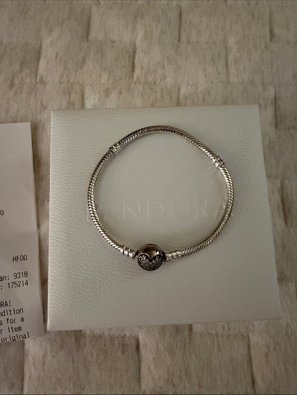Pandora Silver Heart Clasp Snake Chain Bracelet